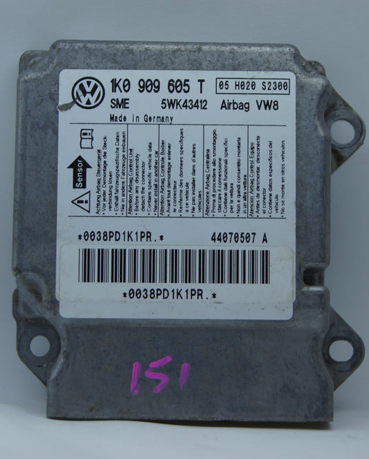 Vw, Audi, Seat, Skoda  Airbag Control Unit 1K0909605T 5WK43412 - Glasgow Car Parts Store