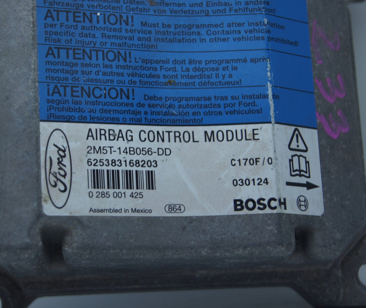 Ford Focus SRS AirBag ECU Module 2M5T14B056DD 0285001425 - Glasgow Car Parts Store