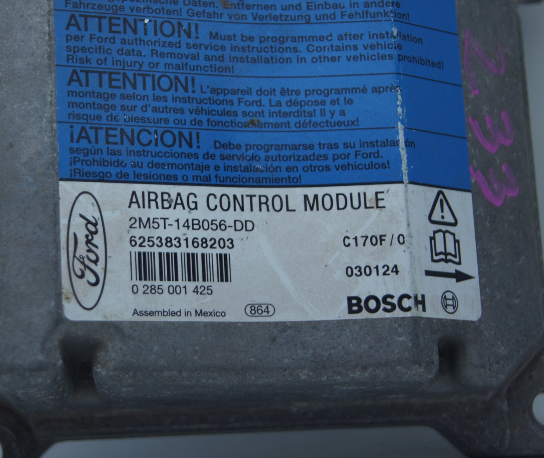 Ford Focus SRS AirBag ECU Module 2M5T14B056DD 0285001425 - Glasgow Car Parts Store