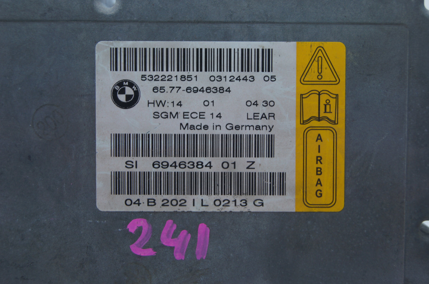 BMW SGM ECE 14 Control Unit 65.77-6946384 AIRBAG. - Glasgow Car Parts Store
