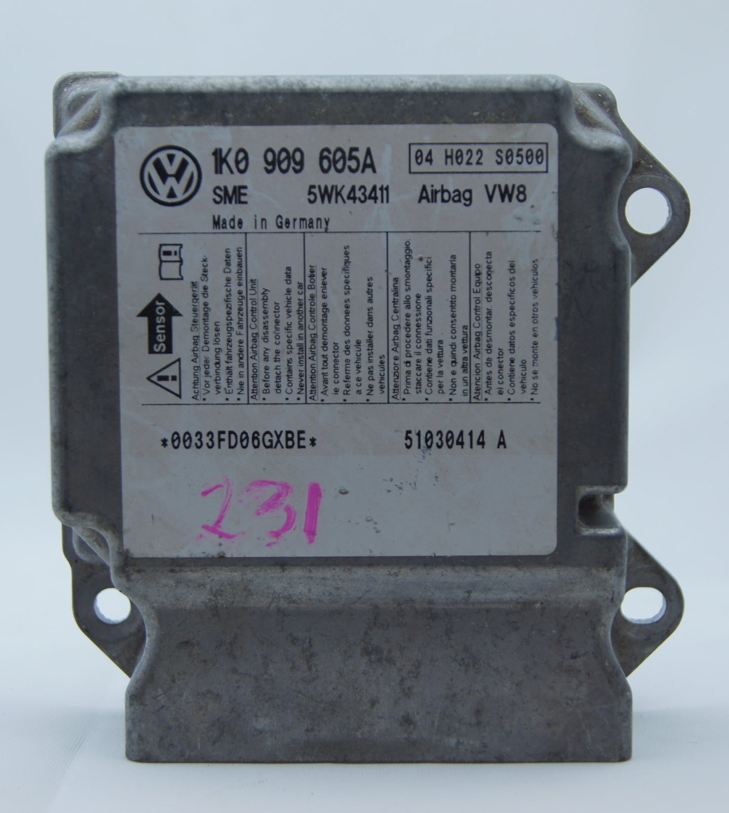 Vw Seat Airbag sensor SRS Control Module Unit 1K0909605A - Glasgow Car Parts Store
