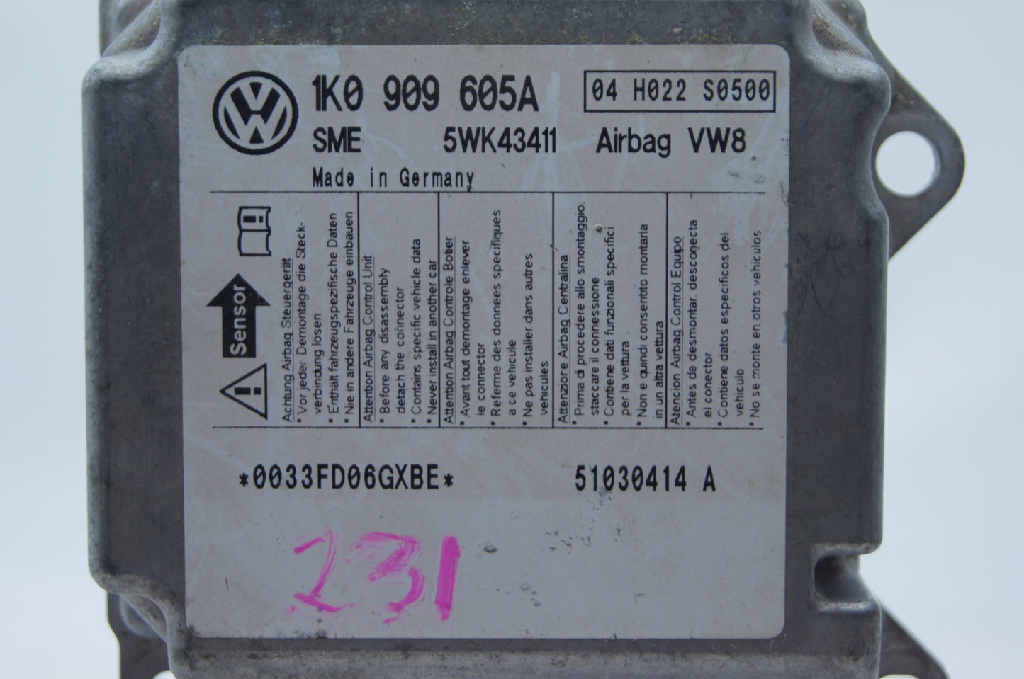 Vw Seat Airbag sensor SRS Control Module Unit 1K0909605A - Glasgow Car Parts Store