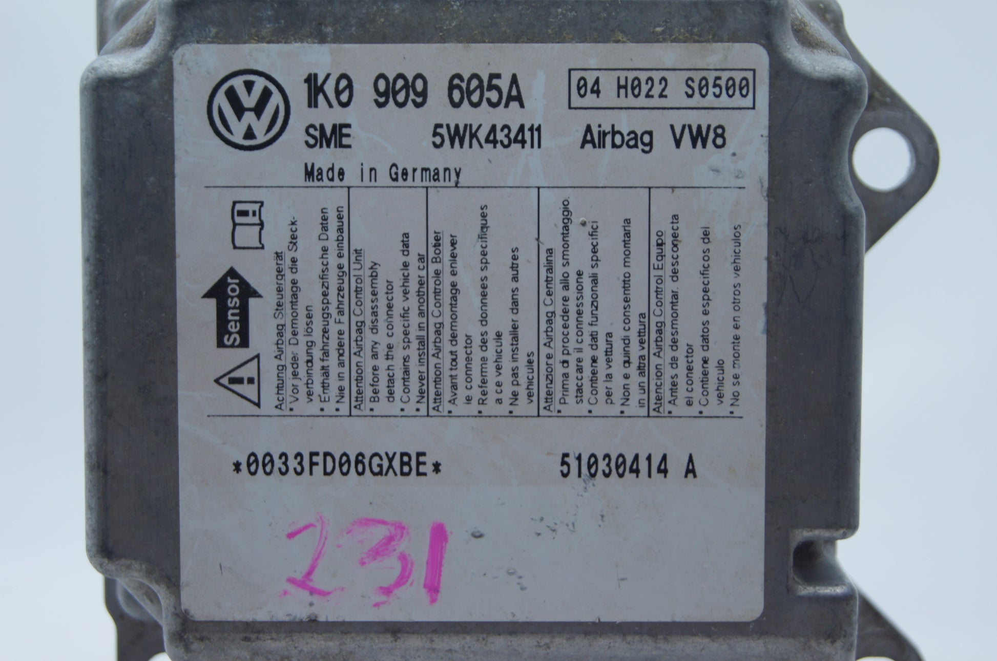 Vw Seat Airbag sensor SRS Control Module Unit 1K0909605A - Glasgow Car Parts Store