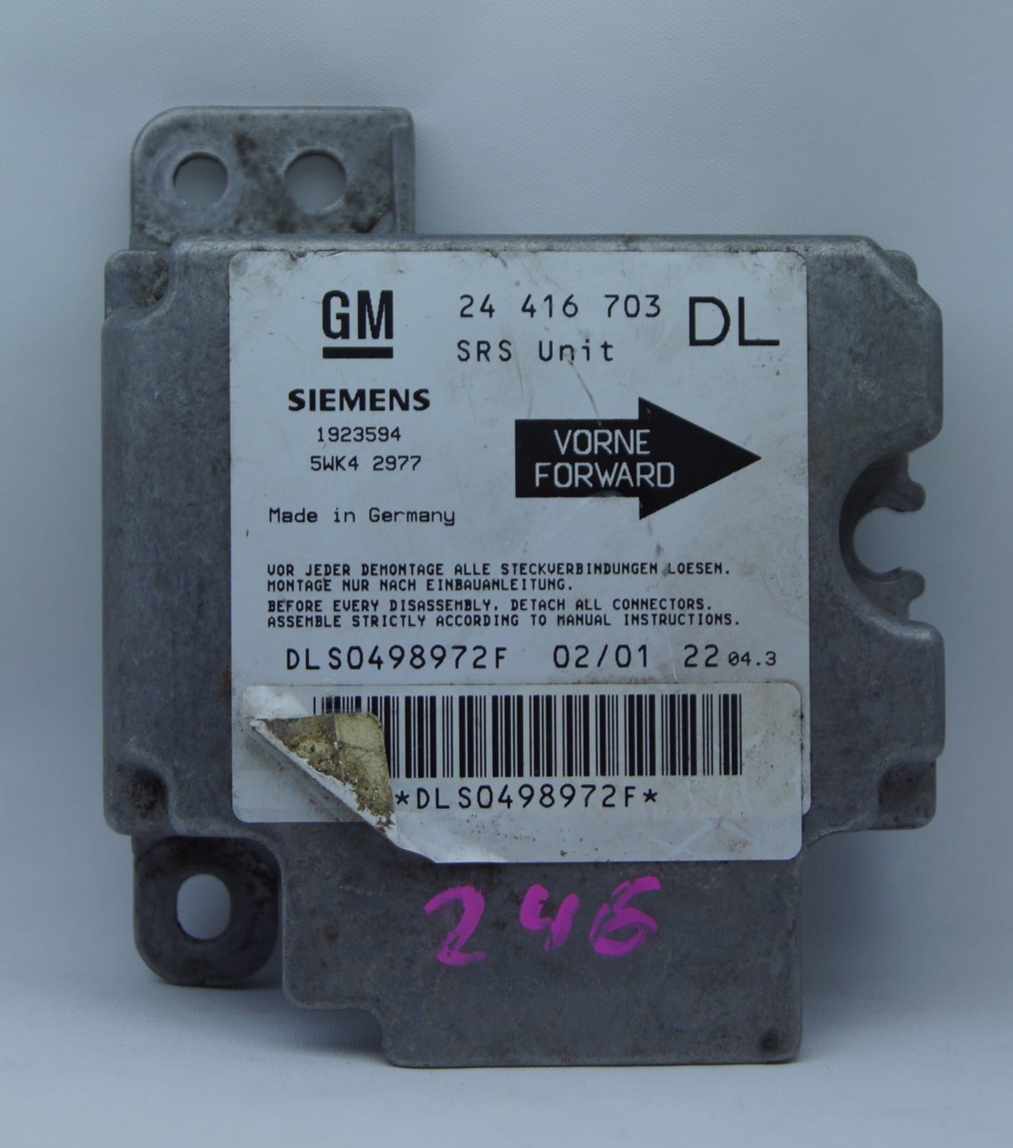 Vauxhall Opel  Astra G Airbag SRS ECU Module Control Unit 24416703 DL - Glasgow Car Parts Store