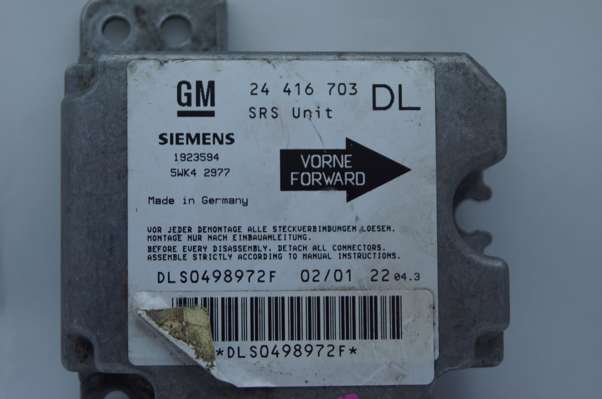 Vauxhall Opel  Astra G Airbag SRS ECU Module Control Unit 24416703 DL - Glasgow Car Parts Store