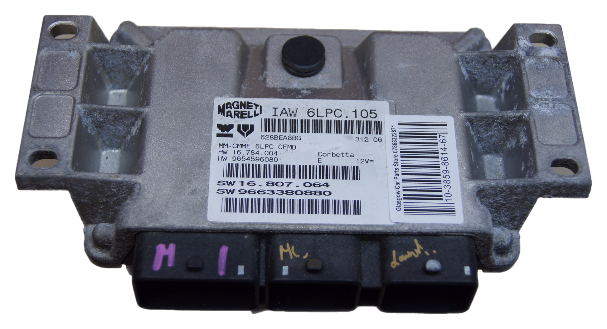 Engine control unit ECU Peugot 207 1.4 MAGNETI MARELLI  IAW 6LPC.105 - Glasgow Car Parts Store