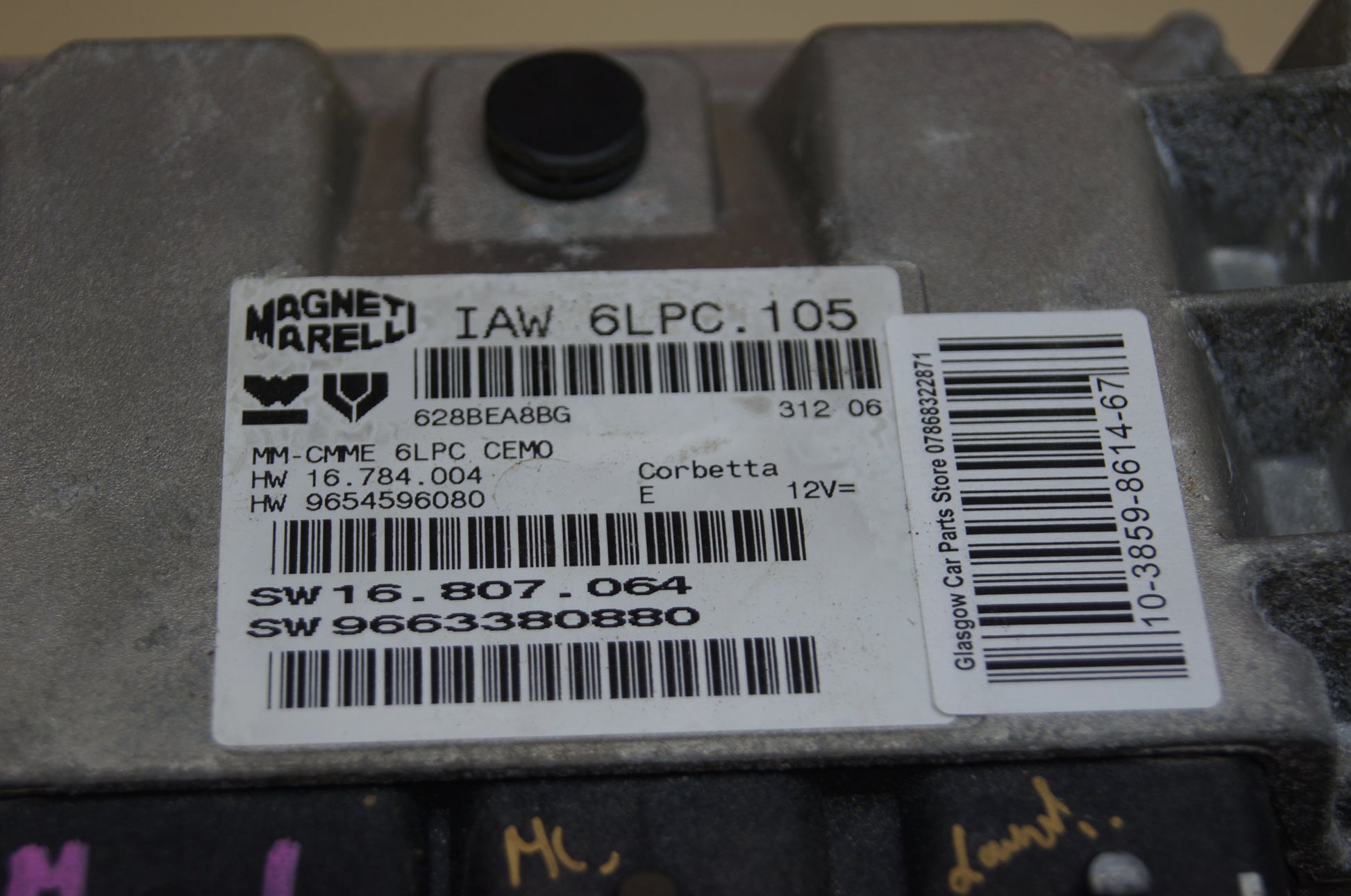 Engine control unit ECU Peugot 207 1.4 MAGNETI MARELLI  IAW 6LPC.105 - Glasgow Car Parts Store