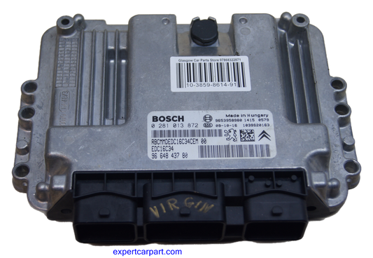 Ecu Peugot Citroen 0281013872 9664843780 1039S20163 VIRGIN engine control unit. - Glasgow Car Parts Store