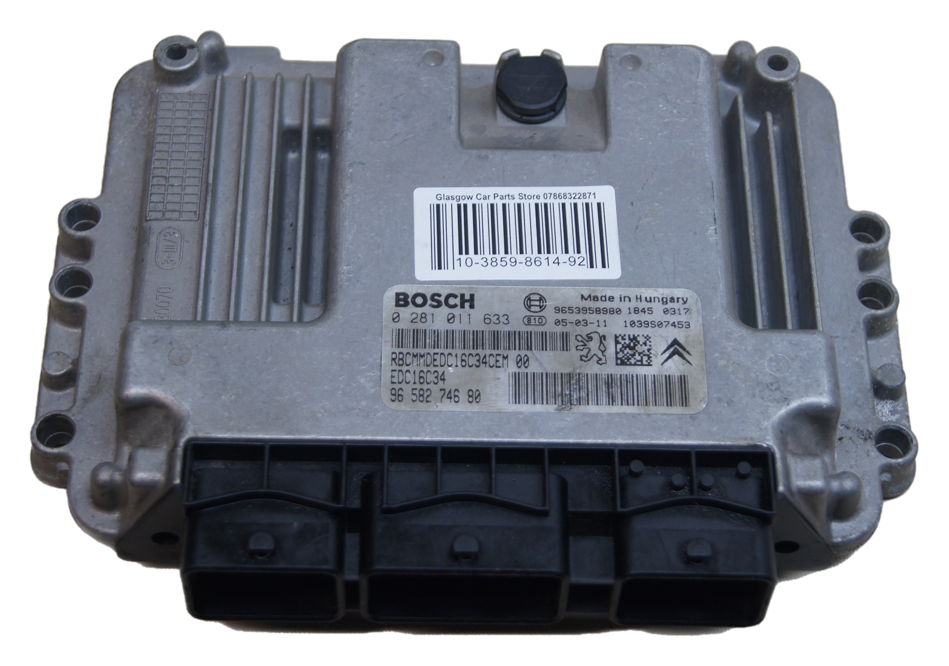Peugeot Citroen ECU 0281011633 9658576180 1039s07453 EDC16C34 Plug & Play IMMO OFF - Glasgow Car Parts Store