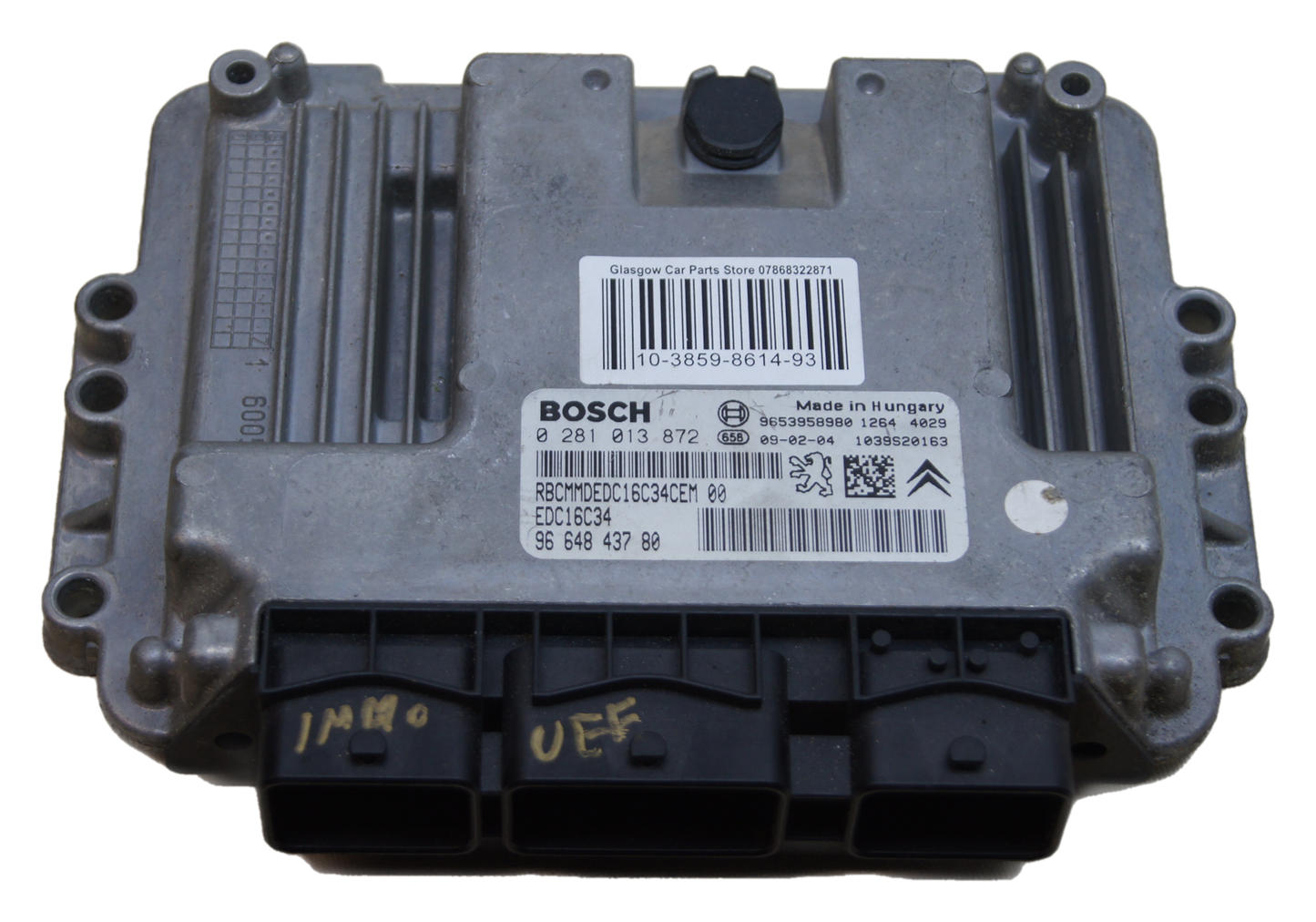 Ecu Plug & Play  Peugot Citroen 0281013872 9664843780 1039S20163 immo off - Glasgow Car Parts Store