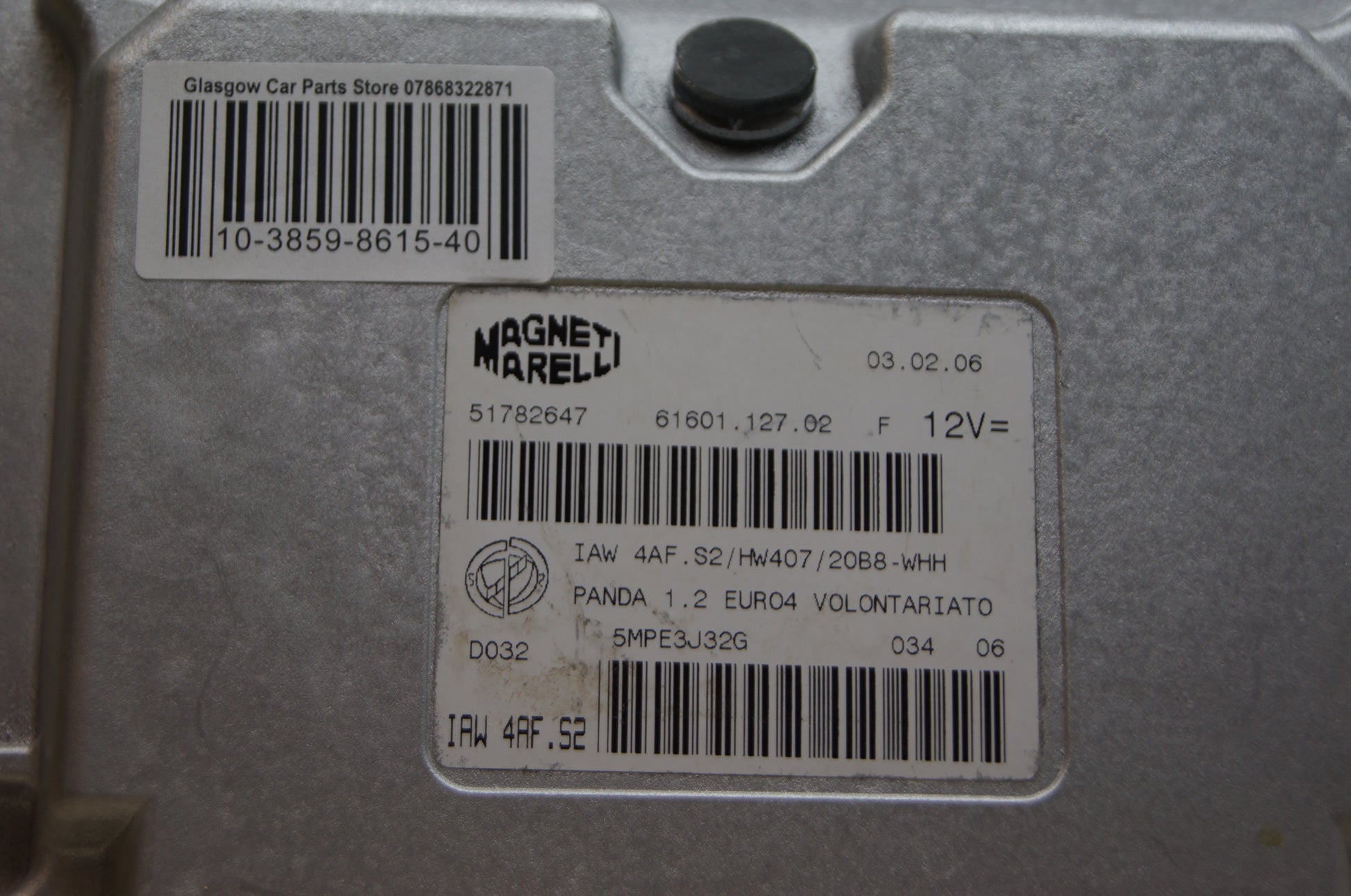 FIAT PANDA ECU 51782647 ,IAW4AF.S2/HW407/20B8-WHH . PLUG & PLAY ECU - Glasgow Car Parts Store