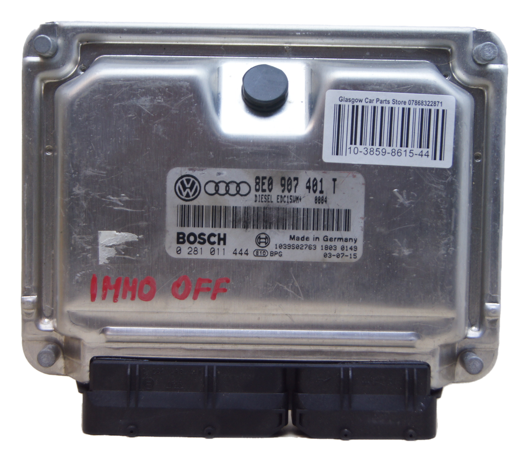 AUDI  ECU PLUG & PLAY IMMO OFF 8E0907401T 0281011444 EDC15VM+ - Glasgow Car Parts Store