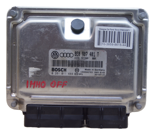 AUDI  ECU PLUG & PLAY IMMO OFF 8E0907401T 0281011444 EDC15VM+ - Glasgow Car Parts Store
