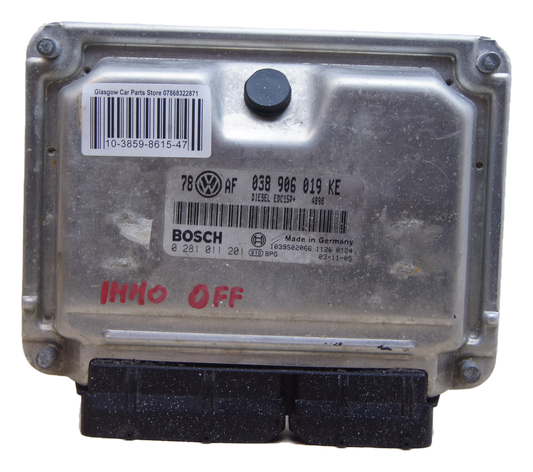 VW Passat B5  1.9 tdi ECU 038906019KE 0281011201 Plug &Play IMMO OFF - Glasgow Car Parts Store
