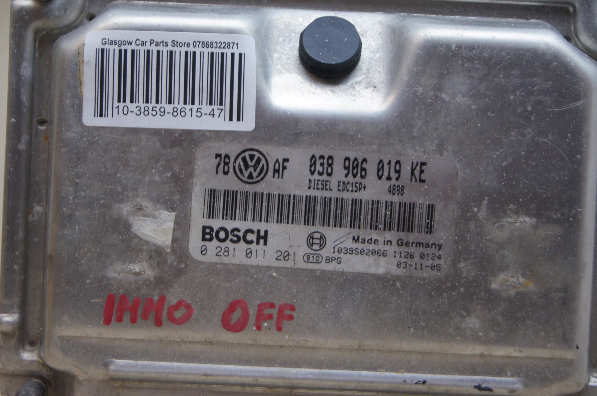 VW Passat B5  1.9 tdi ECU 038906019KE 0281011201 Plug &Play IMMO OFF - Glasgow Car Parts Store