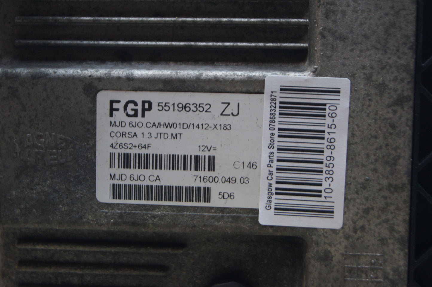 Vauxhall Opel Corsa C Combo 1.3JTD 55196352 ZJ MJD 6JOCA WITH PIN CODE - Glasgow Car Parts Store