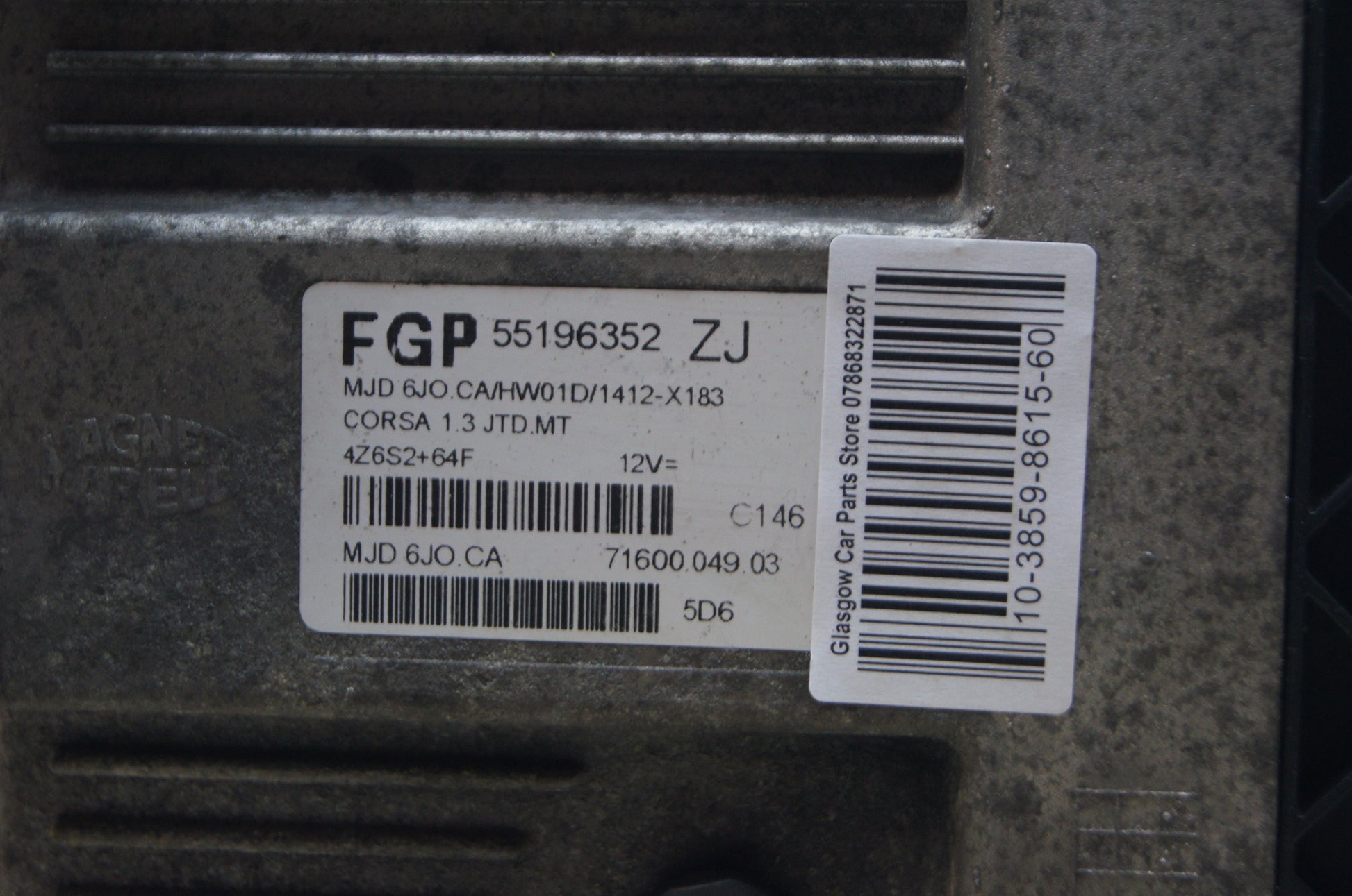 Vauxhall Opel Corsa C Combo 1.3JTD 55196352 ZJ MJD 6JOCA WITH PIN CODE - Glasgow Car Parts Store