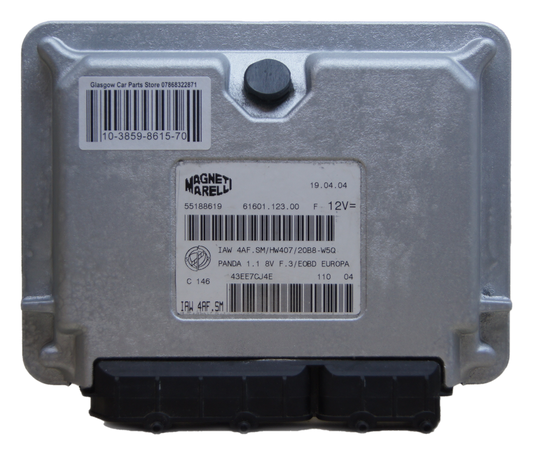 55188619 Fiat Panda ecu engine control unit Iaw 4af.sm/hw407/20b8-w5q Plug & Play. - Glasgow Car Parts Store