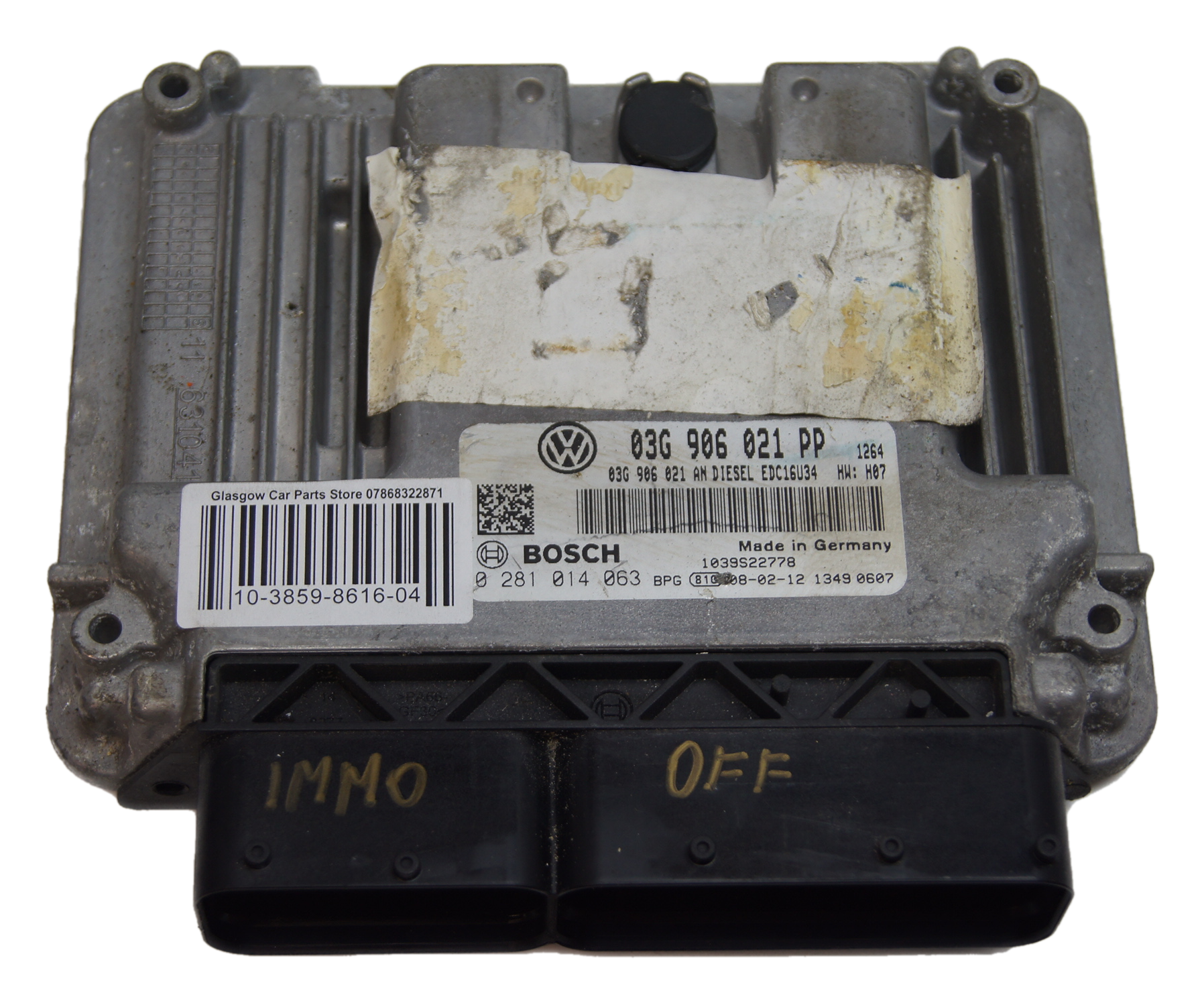 VW  2.0 TDI BKD ECU PLUG & PLAY IMMO OFF 03G906021PP 0281014063 - Glasgow Car Parts Store