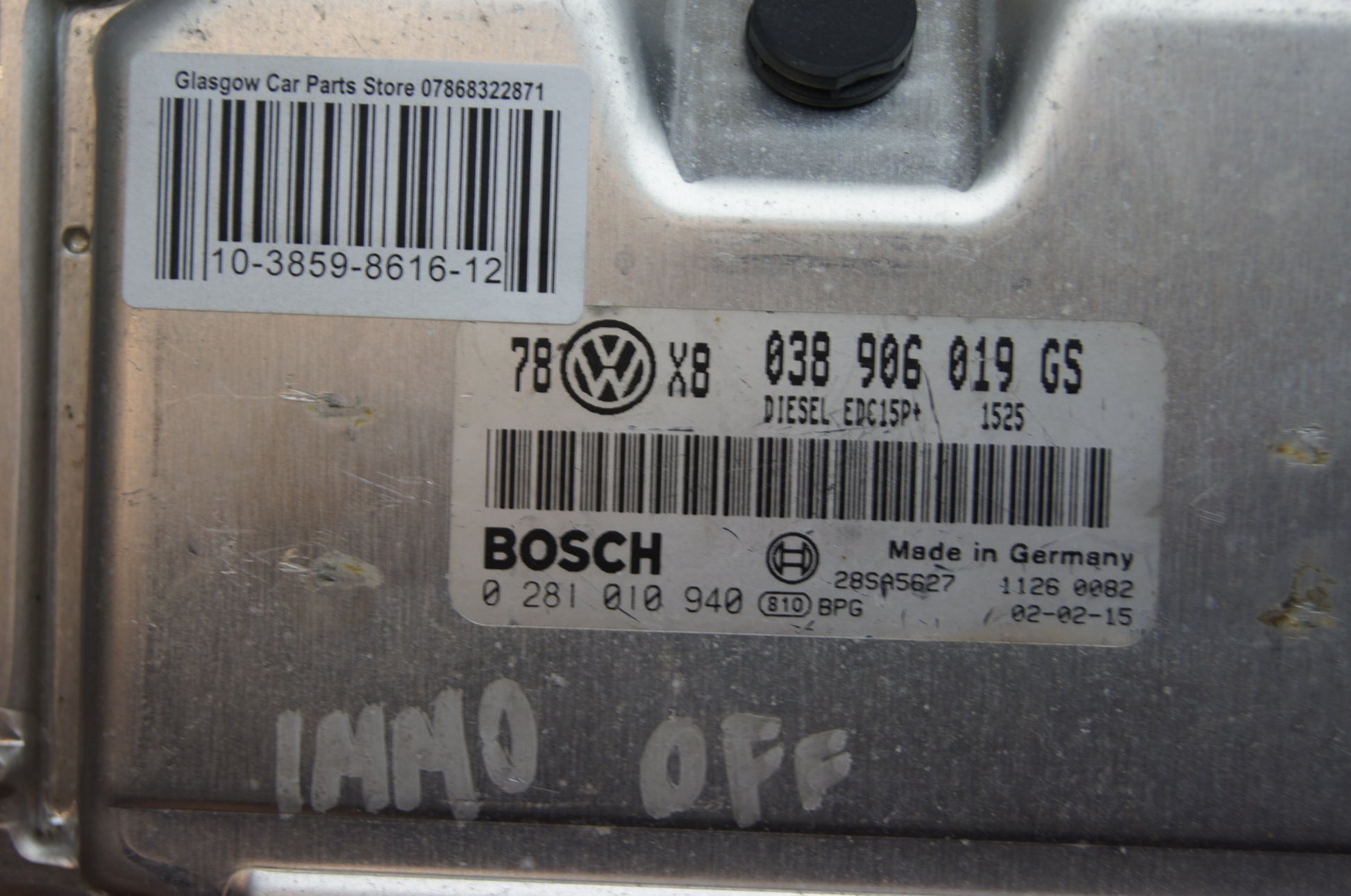 VW  1.9 tdi ECU 038906019GS 0281010940 IMMO OFF - Glasgow Car Parts Store