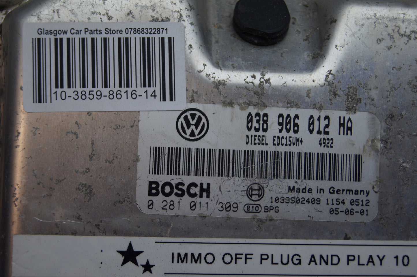 Skoda Octavia 1.9 TDI  ECU 038906012HA 0281011309 IMMO OFF - Glasgow Car Parts Store