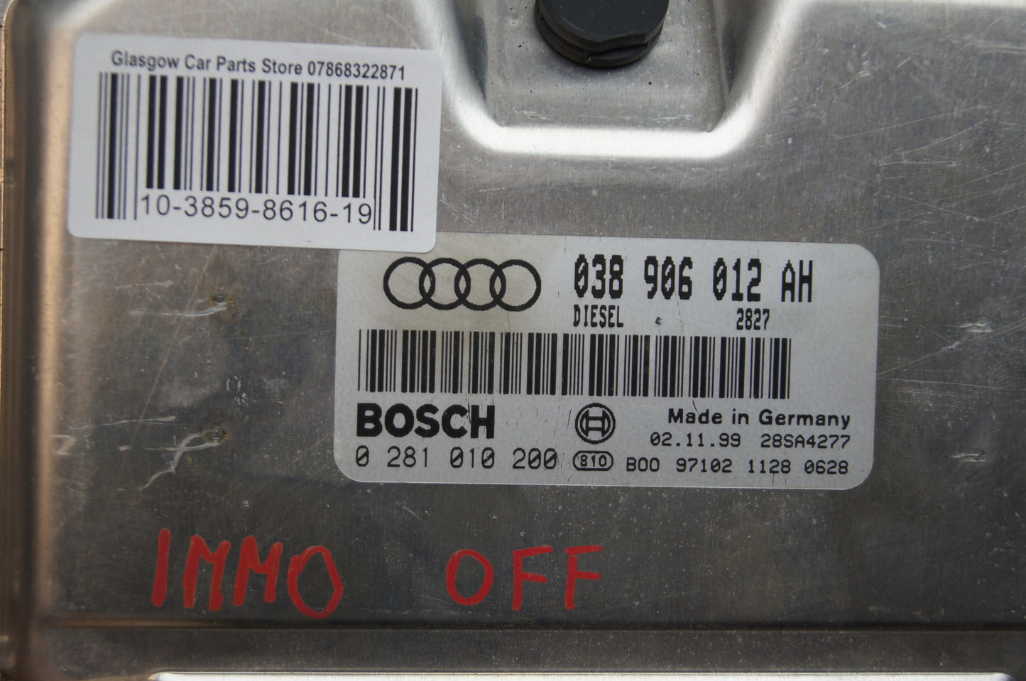 Audi 1.9 SDI AFN ,AVG ECU 038906012AH  0281010200 IMMO OFF - Glasgow Car Parts Store