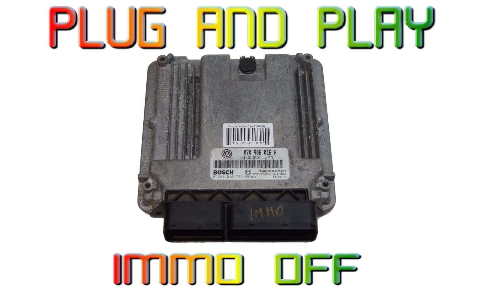 ECU VW TRANSPORTER 2.5 TDI  070906016A 0281010733 IMMO OFF. - Glasgow Car Parts Store