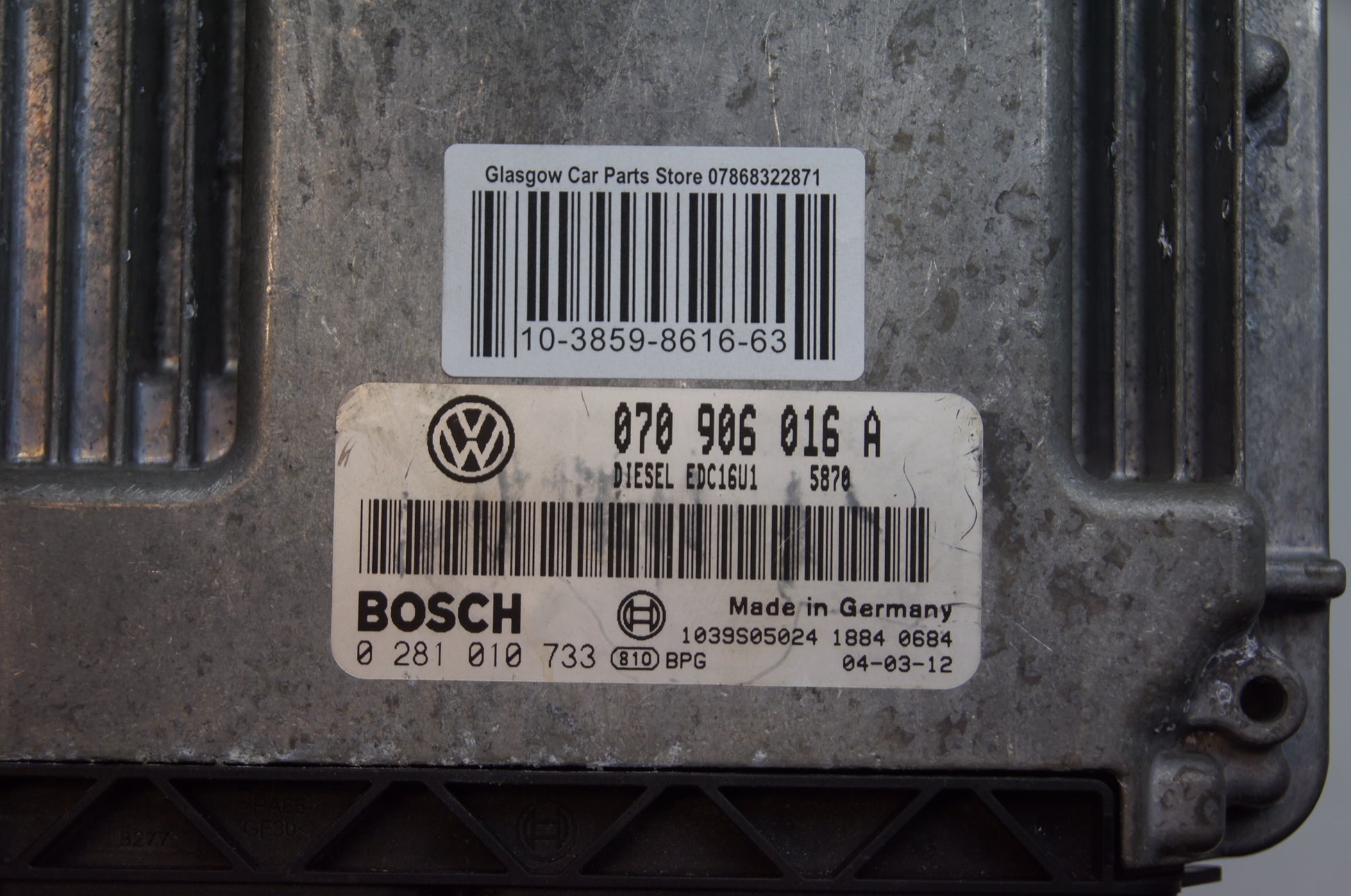ECU VW TRANSPORTER 2.5 TDI  070906016A 0281010733 IMMO OFF. - Glasgow Car Parts Store