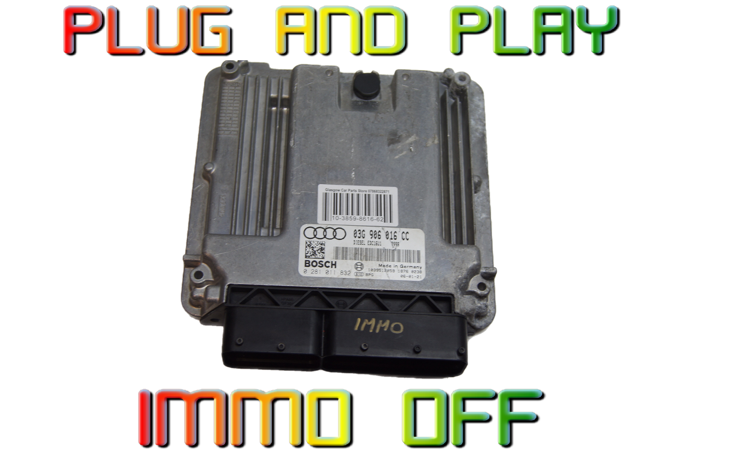ECU AUDI 03G906016CC 0281011832  IMMO OFF. - Glasgow Car Parts Store