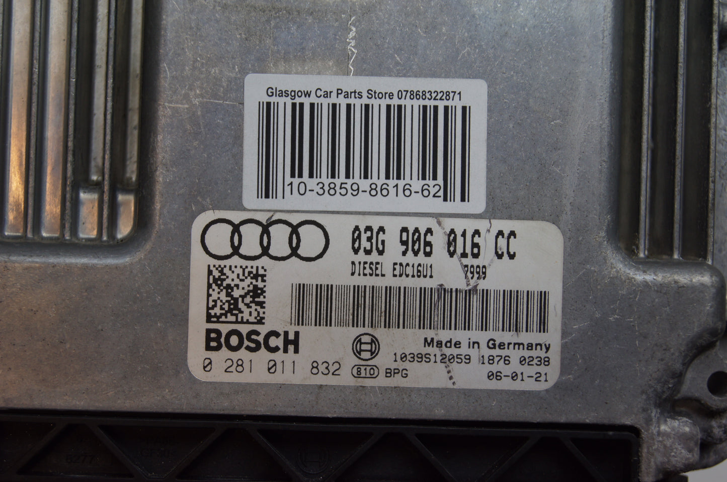 ECU AUDI 03G906016CC 0281011832  IMMO OFF. - Glasgow Car Parts Store