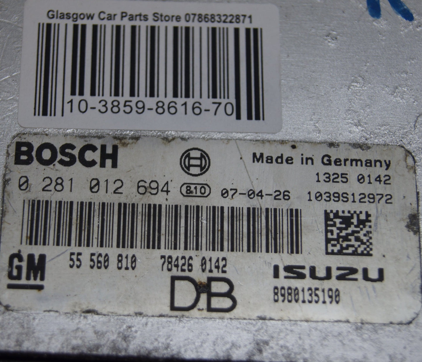 VAUXHALL ECU BOSCH 0281012694 55560810 1039S12972 . RESET VIRGIN. - Glasgow Car Parts Store
