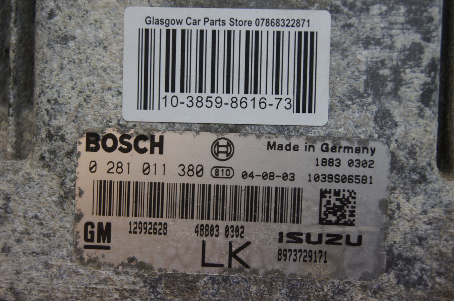 VAUXHALL 1.7 DIESEL ENGINE ECU 0281011380 12992628.RESET VIRGIN - Glasgow Car Parts Store