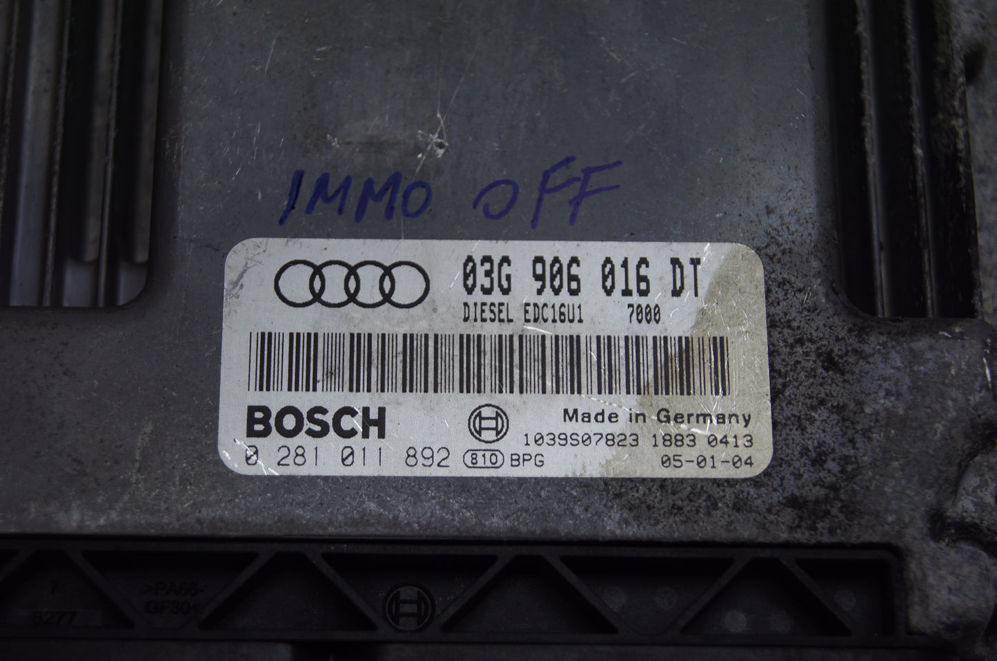 AUDI A3 2.0TDI BKD ECU 03G906016DT 0281011892 IMMO OFF PUG & PLAY. - Glasgow Car Parts Store