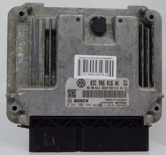 Vw Skoda 1.4 engine control unit ecu 03C906016AK  0261S05948 MED17.5.5 - Glasgow Car Parts Store