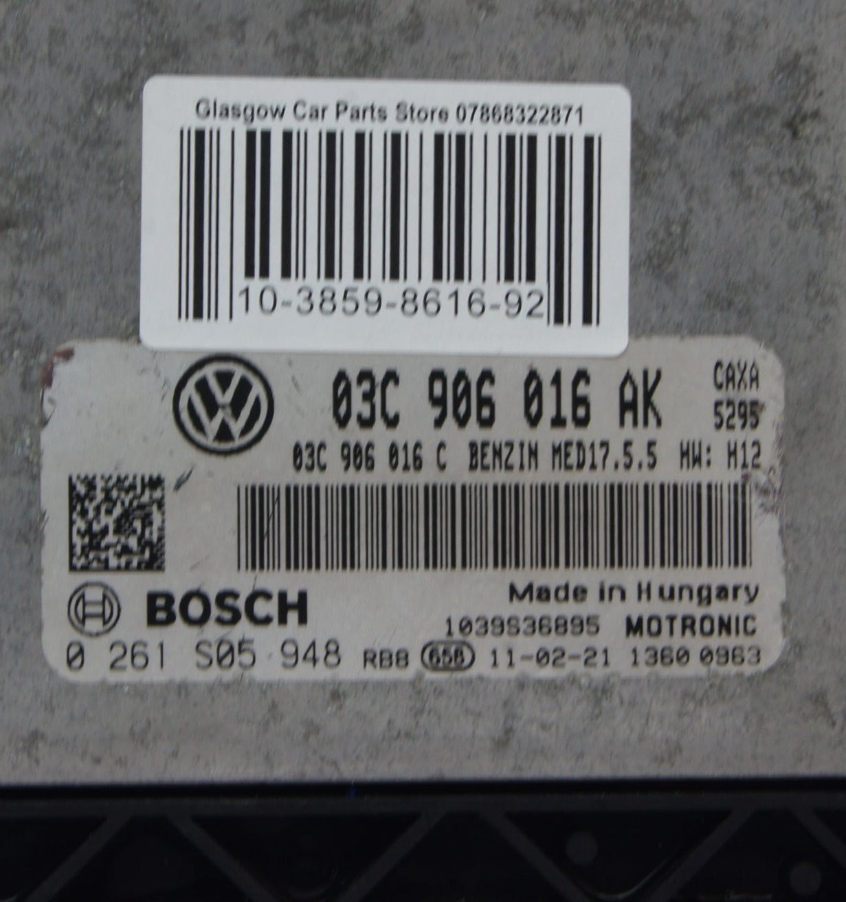 Vw Skoda 1.4 engine control unit ecu 03C906016AK  0261S05948 MED17.5.5 - Glasgow Car Parts Store