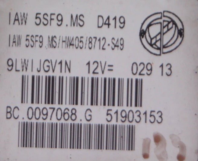 Engine ECU, IAW 5SF9.MS HW405/8712-S49, BC.0097068.G, 51903153 PLUG&PLAY.