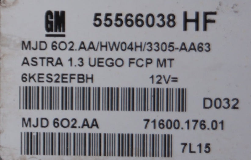 Vauxhall Opel Astra H Z13DTH ECU 55566038 HF MJD6O2.AA. RESET. VIRGIN.PLUG AND PLAY. - Glasgow Car Parts Store
