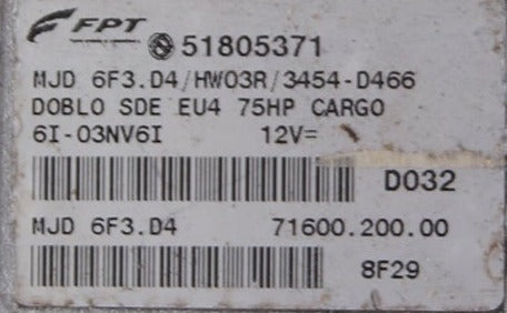 ECU Fiat Doblo 1.3 Diesel 51805371 MJD6F3.D4/HW03R PLUG AND PLAY .VIRGIN ECU - Glasgow Car Parts Store