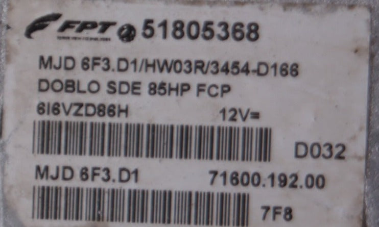 ECU fiat doblo sde eu4 mjd 6f3.d1 51805368 hw03r PLUG AND PLAY SELF-CODING. - Glasgow Car Parts Store