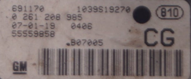 ECU VAUXHALL OPEL CORSA 0261208985 55559858 CG .RESET AND PIN. - Glasgow Car Parts Store