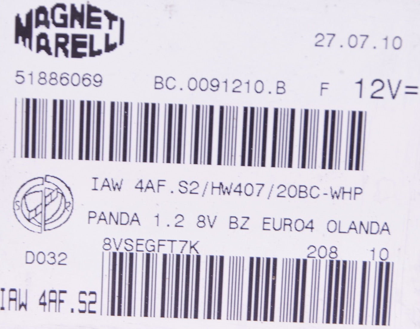 51886069 ECU  Engine Fiat Panda 1.2 8V PLUG AND PLAY. - Glasgow Car Parts Store