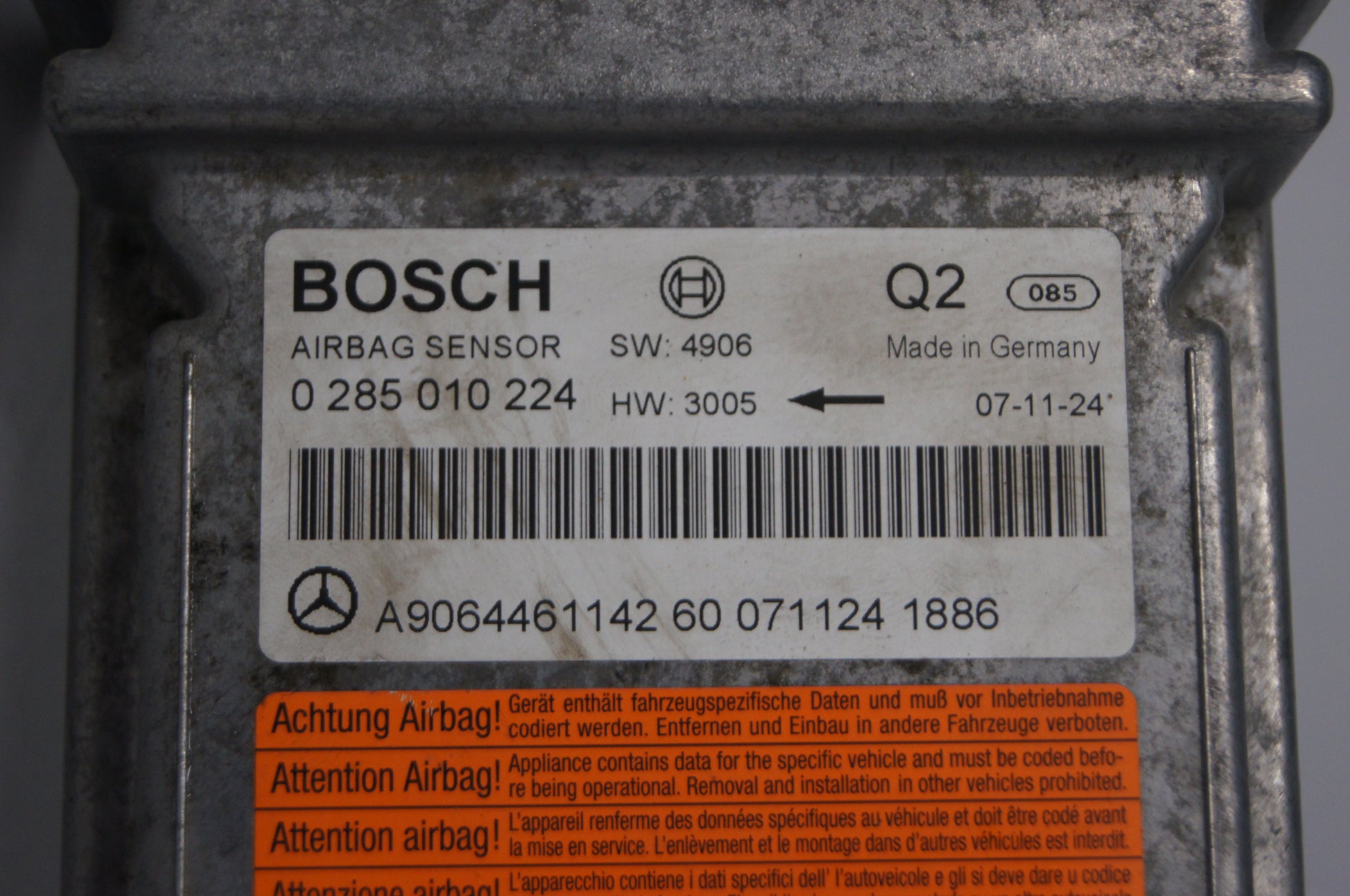 MERCEDES SPRINTER VOLKSWAGEN VW CRAFTER AIRBAG MODULE 0285010224 A9064461142 - Glasgow Car Parts Store