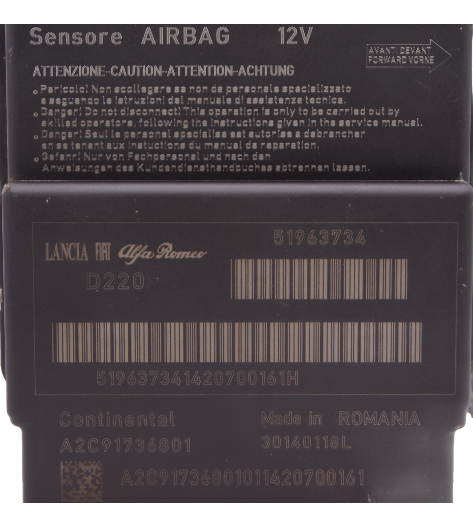 FIAT 500 AIRBAG CONTROL MODULE 51963734. - Glasgow Car Parts Store
