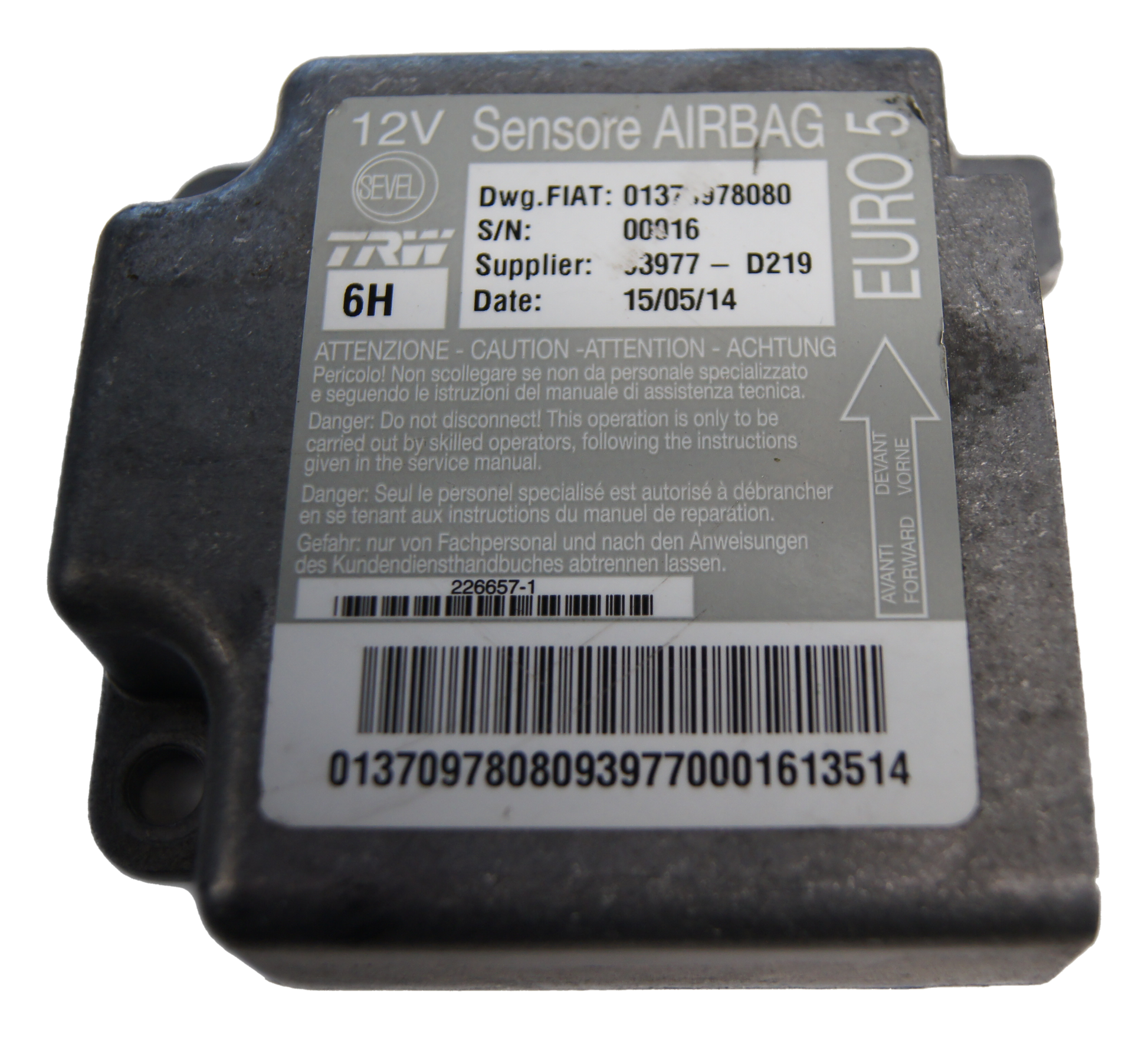 Fits Fiat Ducato Peugeot Boxer Citroen Relay Airbag Control Unit 01370978080 - Glasgow Car Parts Store