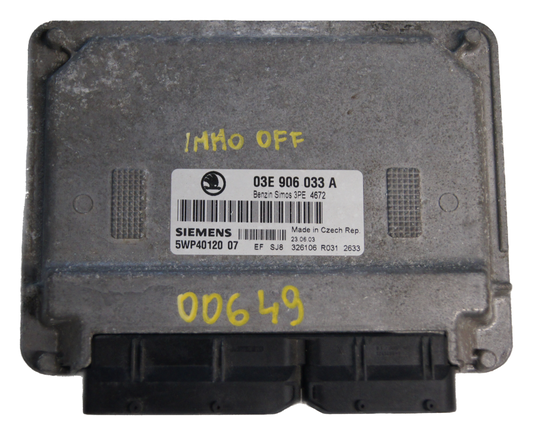 Engine control unit 03E906033A 5WP40120 SKODA FABIA 1.2 immo off - Glasgow Car Parts Store