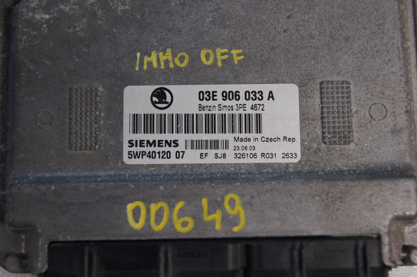 Engine control unit 03E906033A 5WP40120 SKODA FABIA 1.2 immo off - Glasgow Car Parts Store