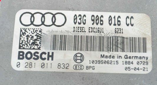 0281011832 BOSCH EDC16U1 03G906016CC ECU immo off file. - Glasgow Car Parts Store