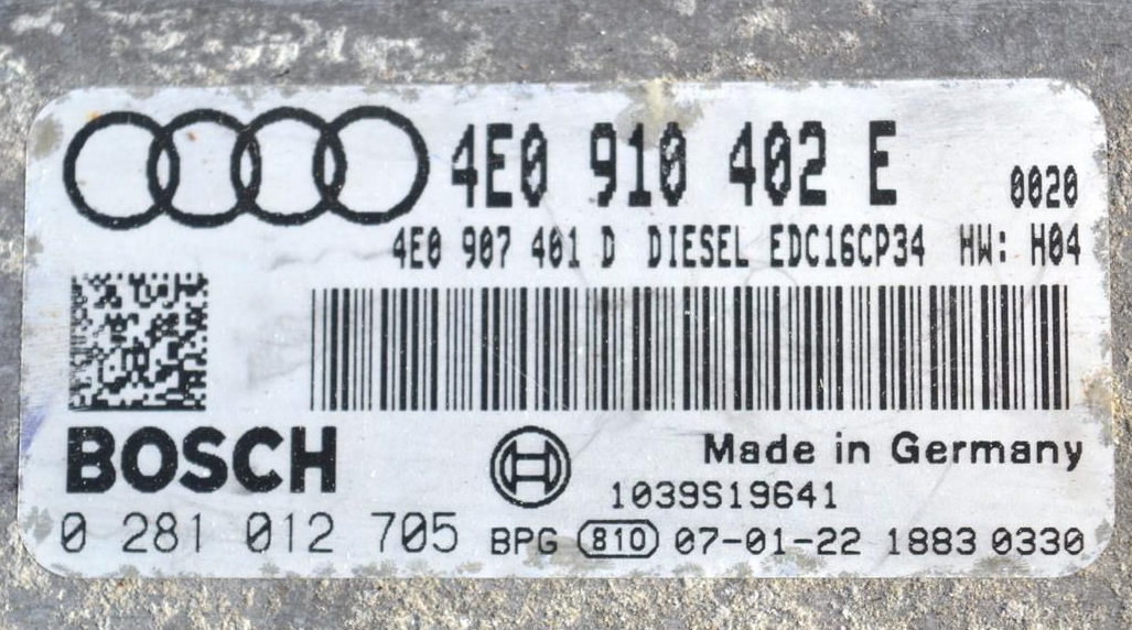 Audi A8 D3 3.0 TDI ECU 4E0910402E 0281012705 EEPROM FILE IMMO OFF. - Glasgow Car Parts Store