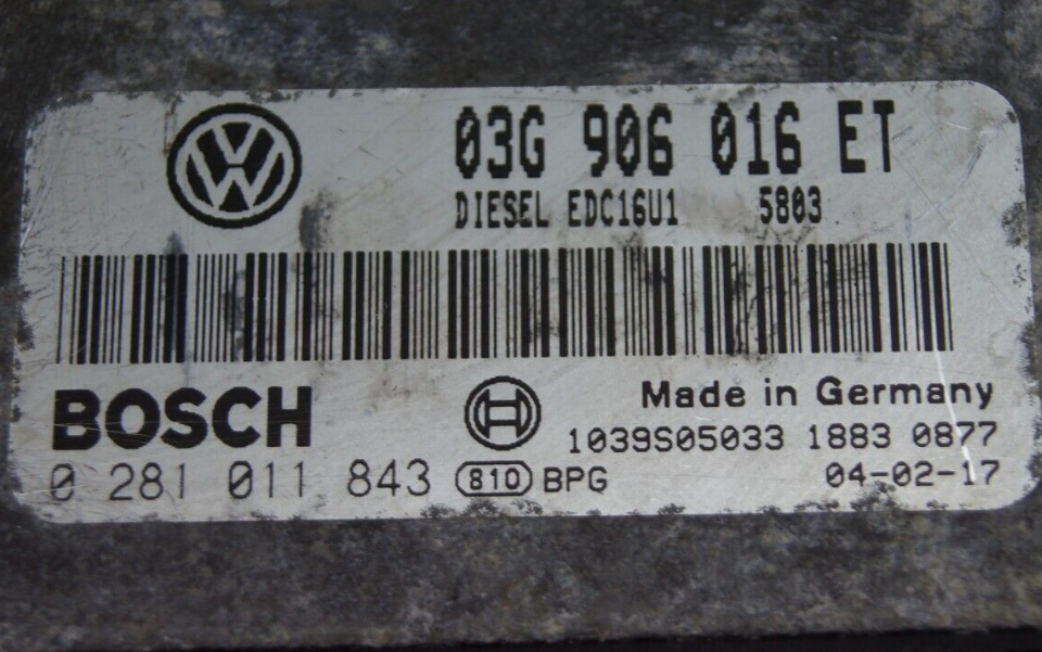 VW ECU 0281011843 03G906016ET FILE IMMO OFF - Glasgow Car Parts Store
