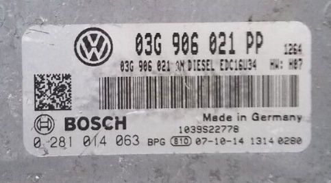 03G906021PP VW GOLF MK5 2.0 TDI BOSCH 0281014063 IMMO OFF FILE.